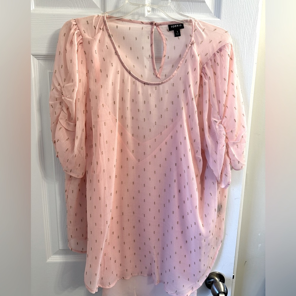 Torrid sheer blouse with satin Cami underneath